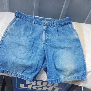 Haggar Blue Jean Vintage Shorts Relaxed Fit Pleated Front
